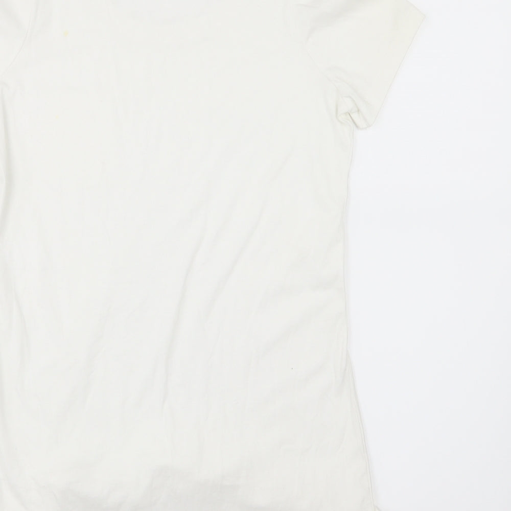 NEXT Womens White  Jersey Basic T-Shirt Size 8  - Dipped Hem
