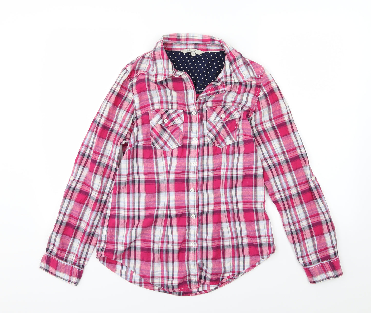 Peacocks Womens Pink Striped Woven Basic Button-Up Size 12