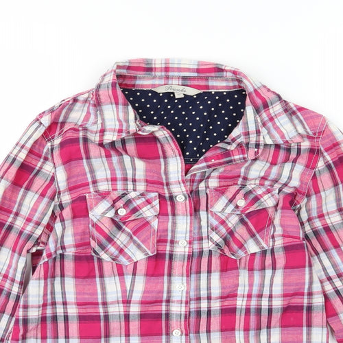 Peacocks Womens Pink Striped Woven Basic Button-Up Size 12
