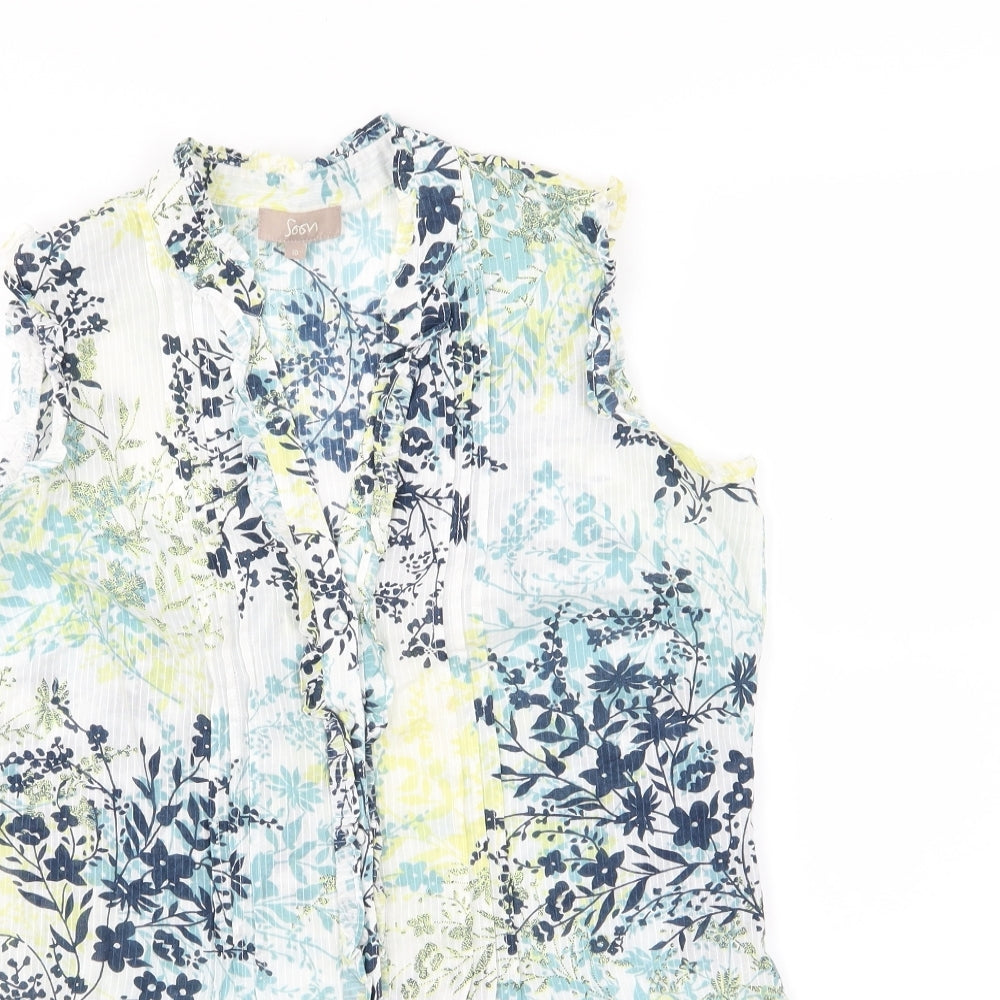 Matalan Womens Green Floral Woven Basic Blouse Size 10