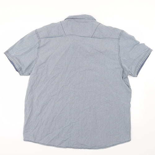 Cedar Wood State Mens Blue Striped   Button-Up Size 2XL