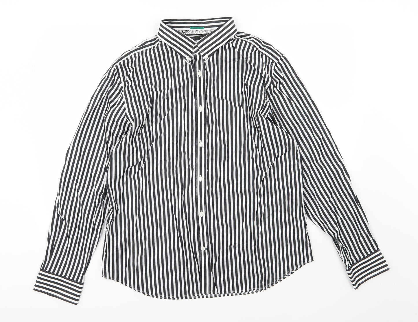 Jasper Conran Mens Black Striped Woven  Button-Up Size L