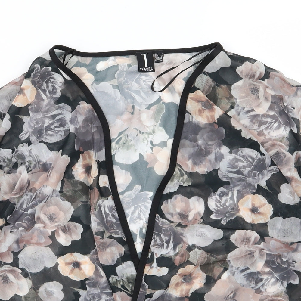 Izabel Womens Multicoloured Floral Chiffon Kimono Blouse Size 10