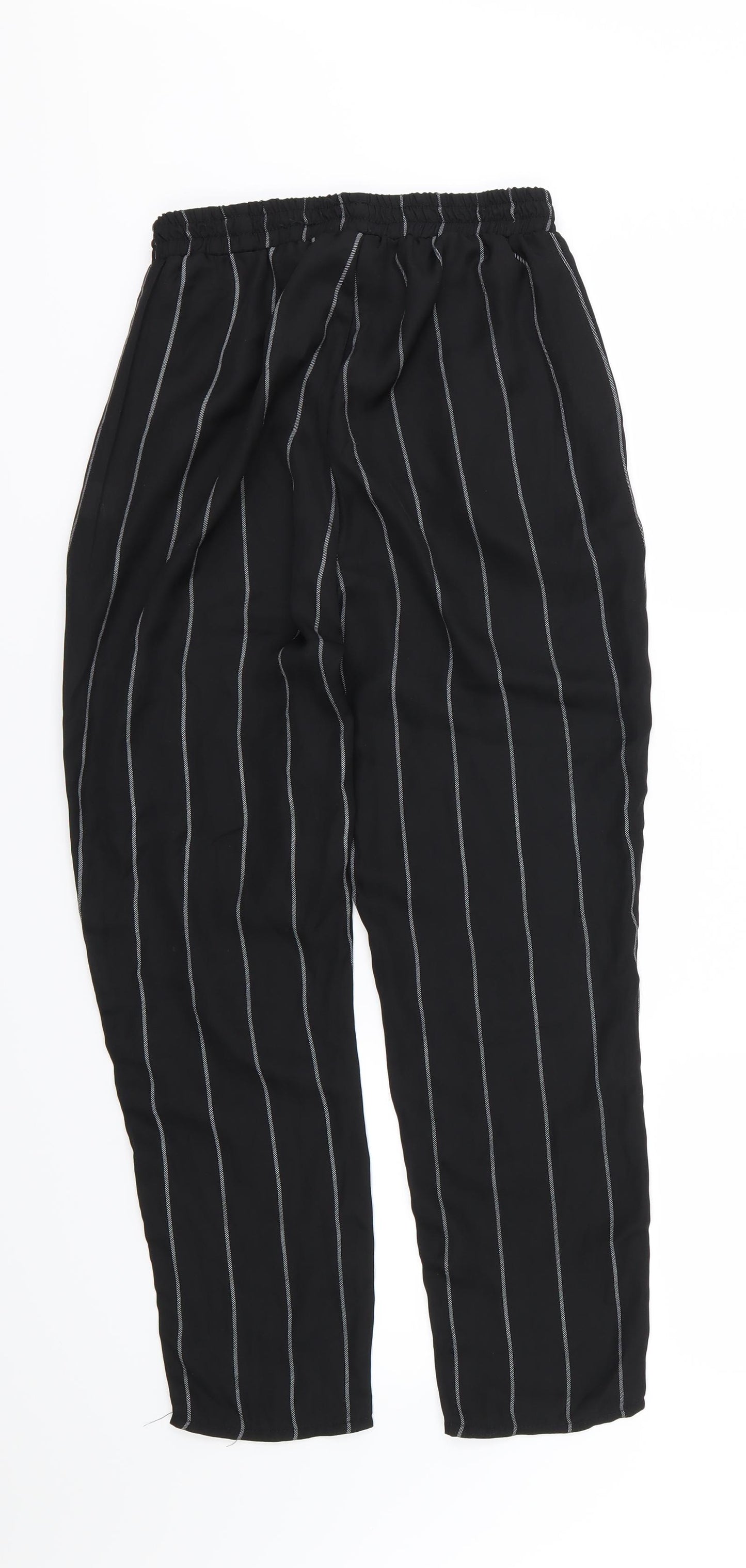 Missguided Womens Black Striped Chiffon Trousers  Size 10 L24 in