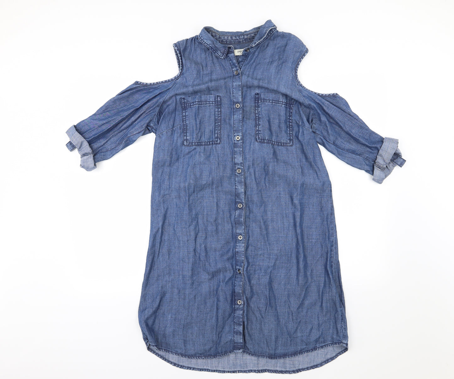 Papaya Womens Blue  Denim Shirt Dress  Size 14  - Cold shoulder