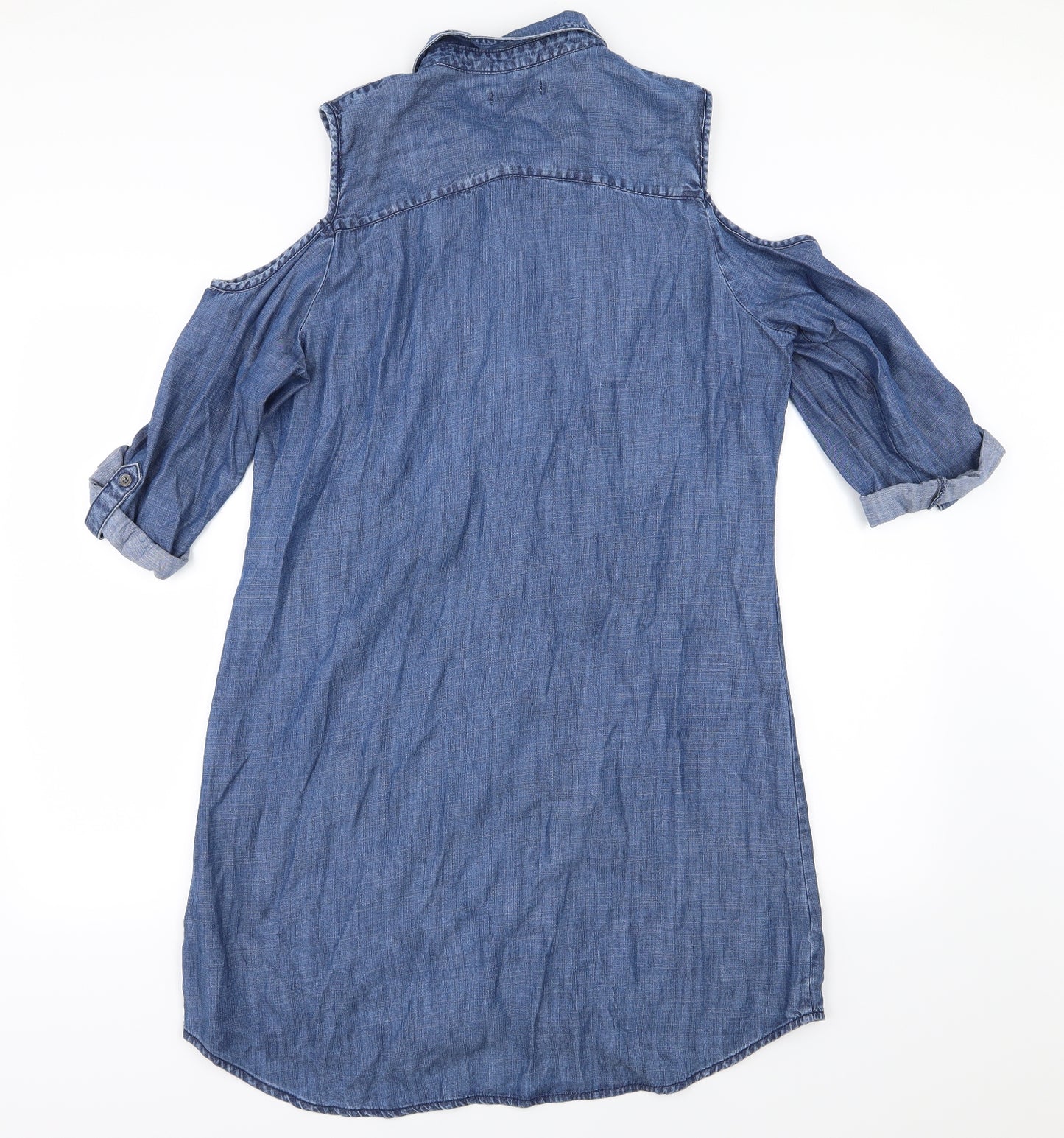 Papaya Womens Blue  Denim Shirt Dress  Size 14  - Cold shoulder