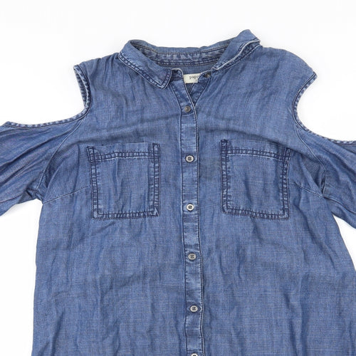 Papaya Womens Blue  Denim Shirt Dress  Size 14  - Cold shoulder
