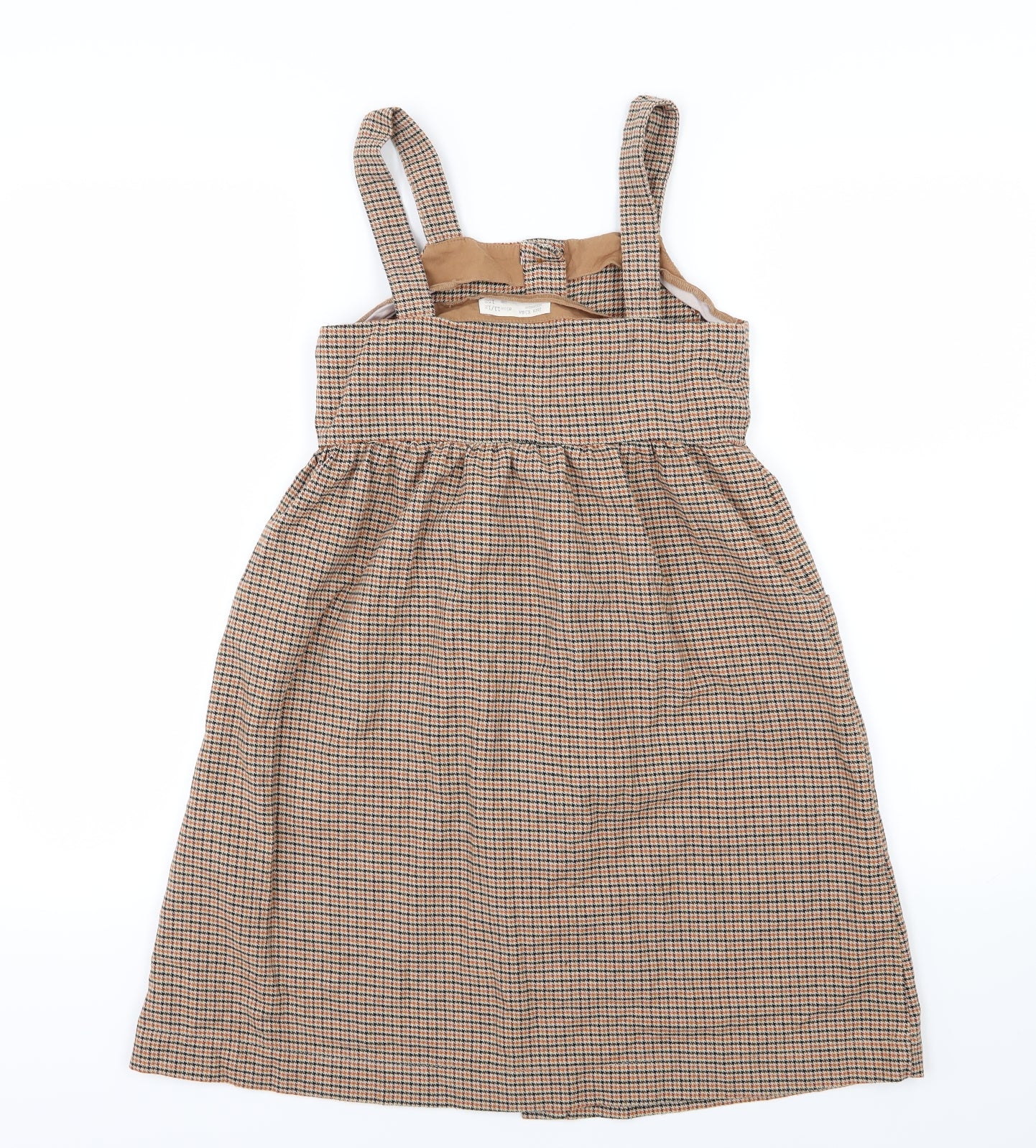 Zara Girls Brown Striped  Pinafore/Dungaree Dress  Size 11-12 Years