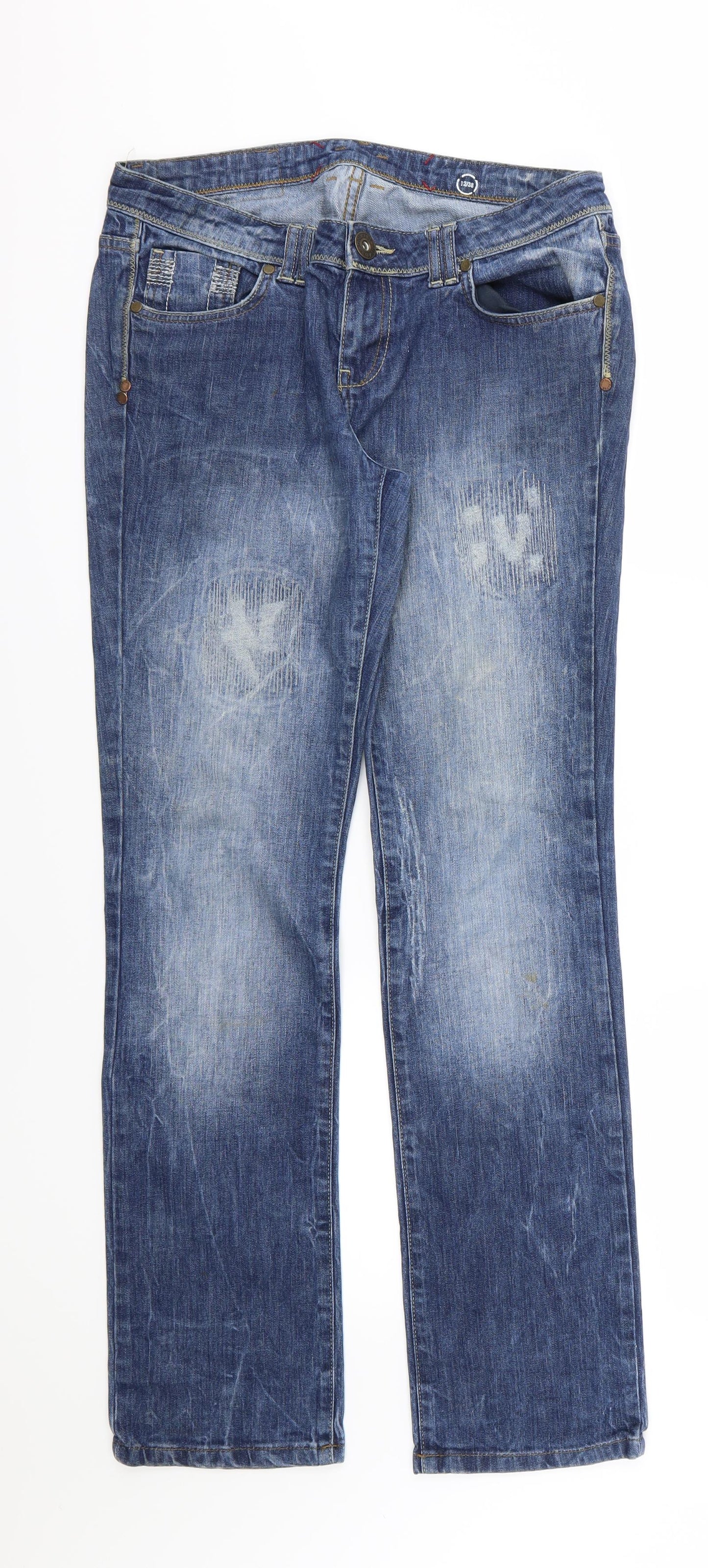 River Island Womens Blue  Denim Straight Jeans Size 12 L31 in