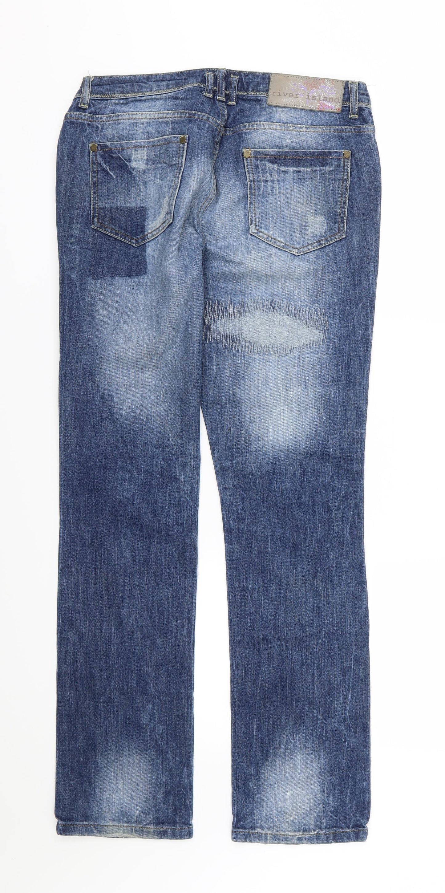 River Island Womens Blue  Denim Straight Jeans Size 12 L31 in