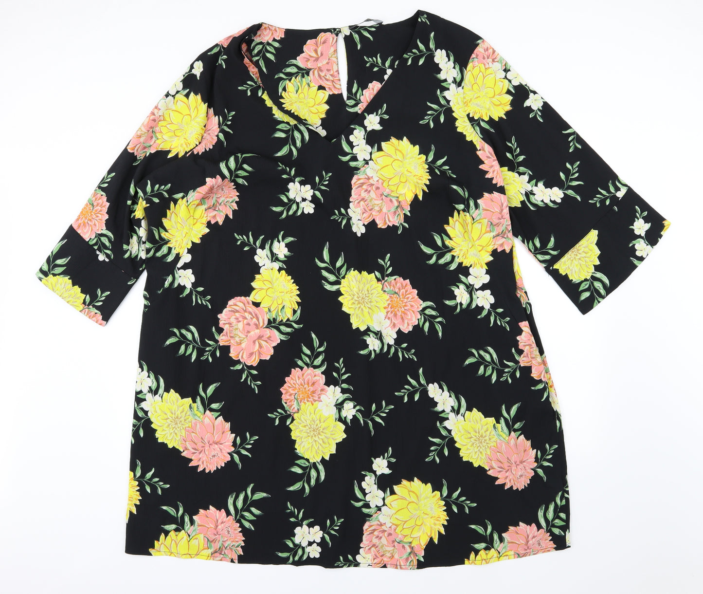 J D Williams Womens Black Floral  A-Line  Size 32