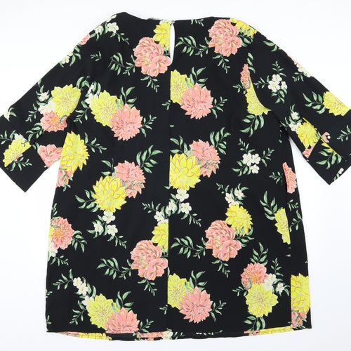 J D Williams Womens Black Floral  A-Line  Size 32