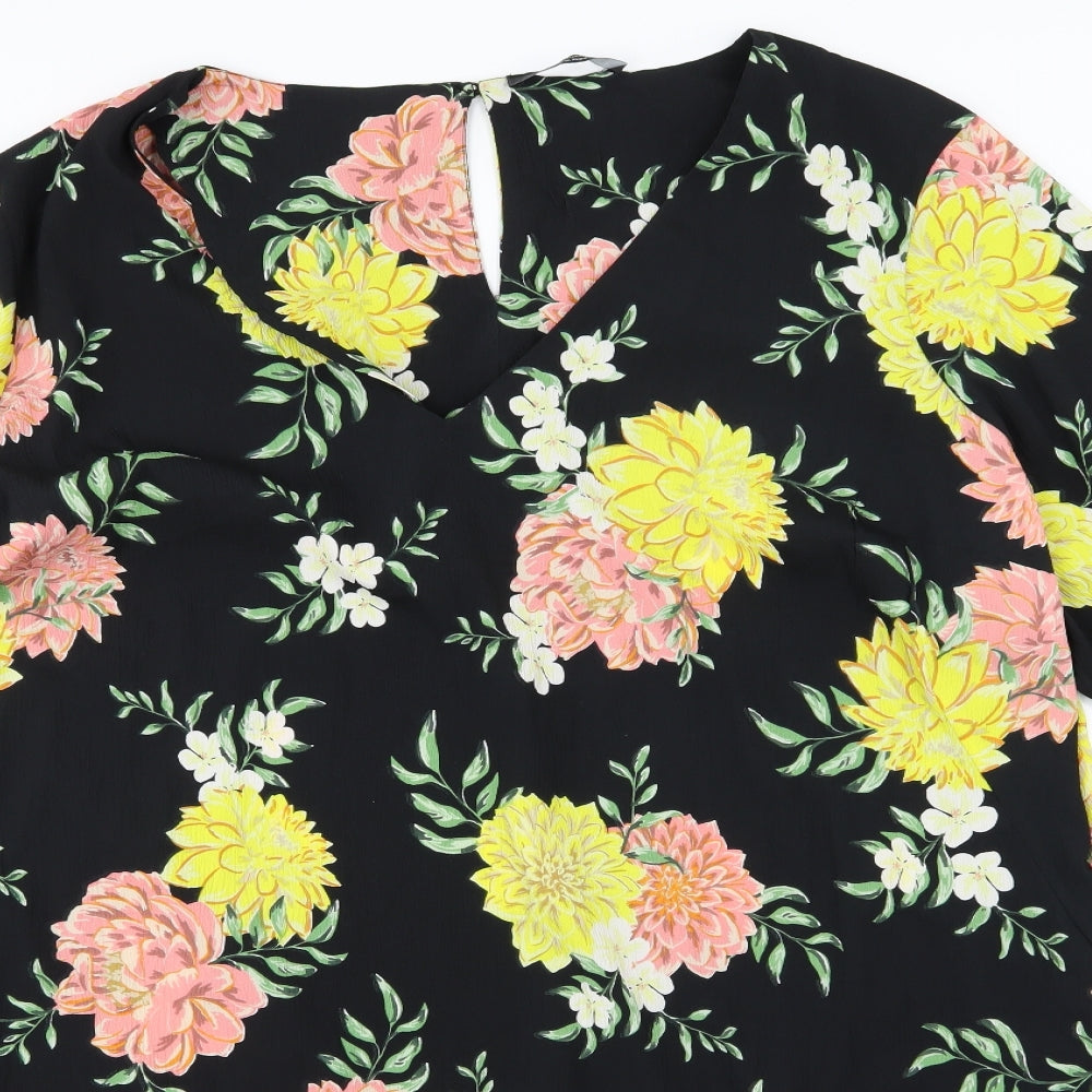 J D Williams Womens Black Floral  A-Line  Size 32