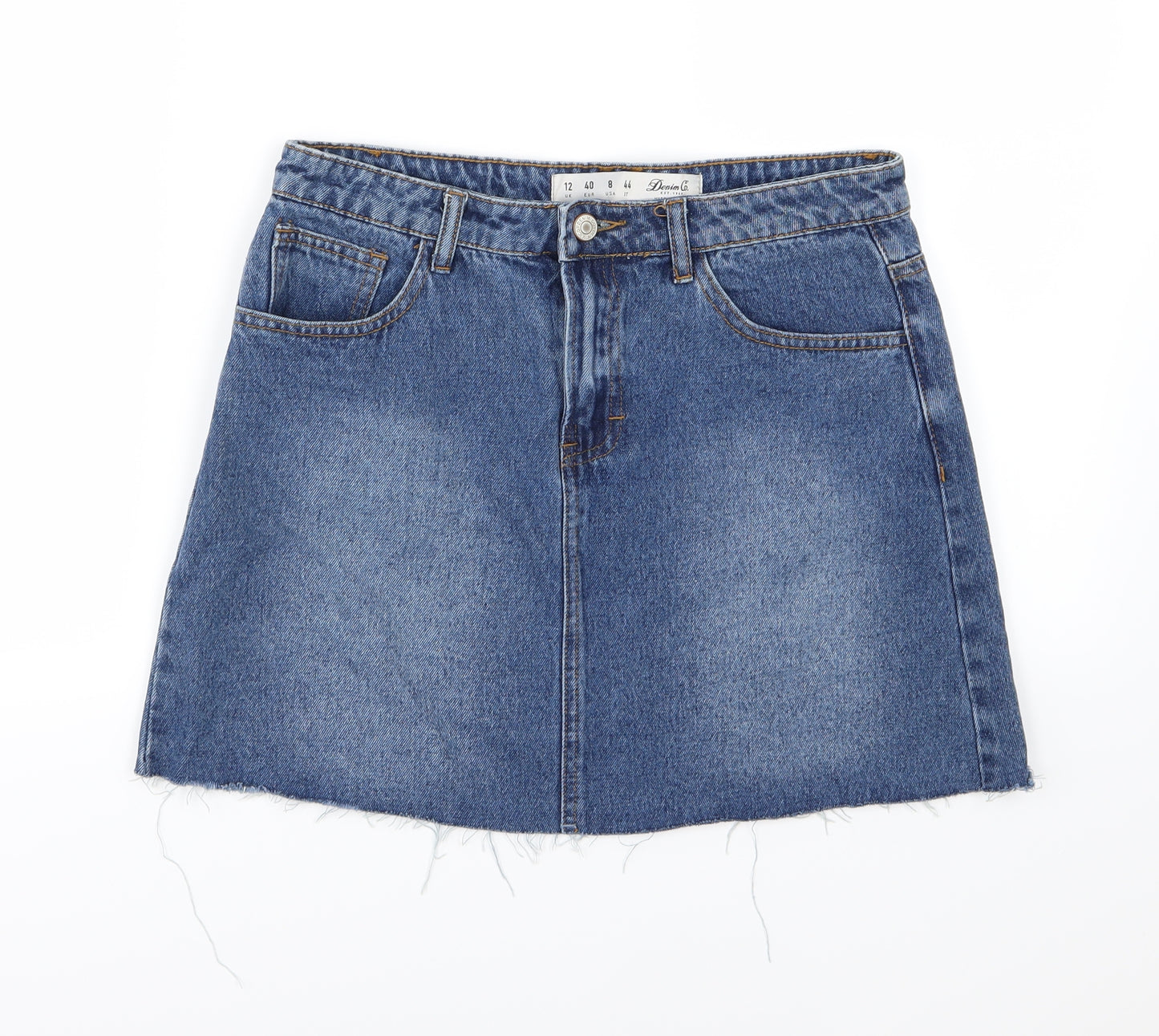 Denim & Co. Womens Blue  Denim A-Line Skirt Size 12