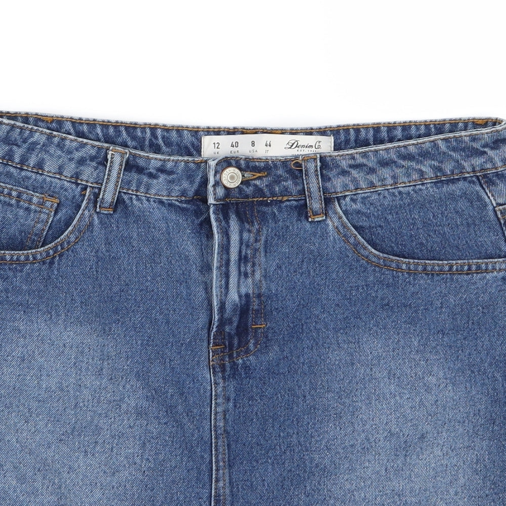 Denim & Co. Womens Blue  Denim A-Line Skirt Size 12