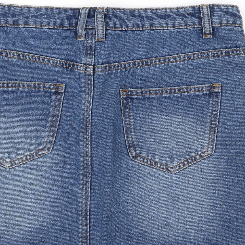 Denim & Co. Womens Blue  Denim A-Line Skirt Size 12