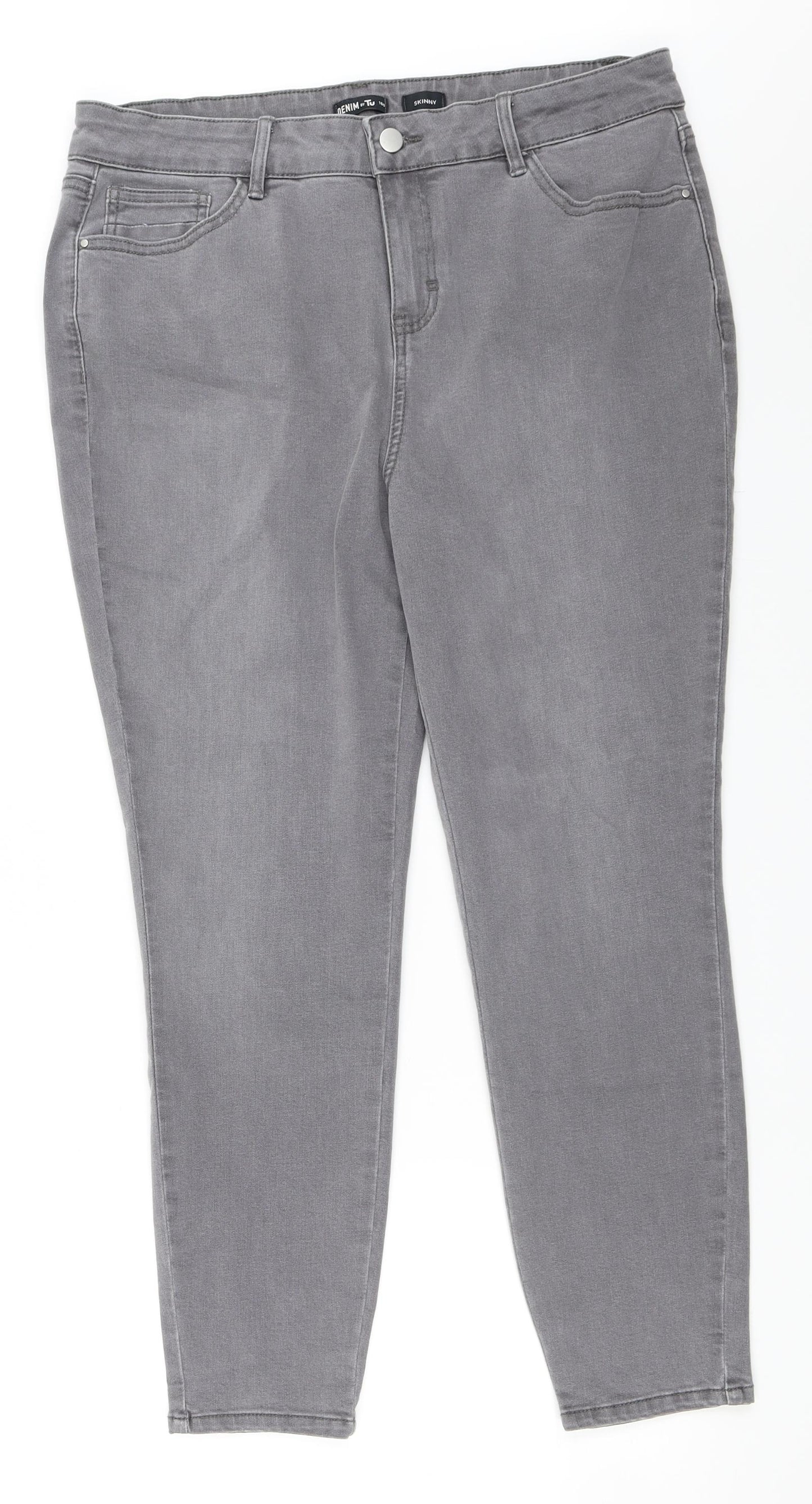 TU Womens Grey  Denim Skinny Jeans Size 16 L26 in