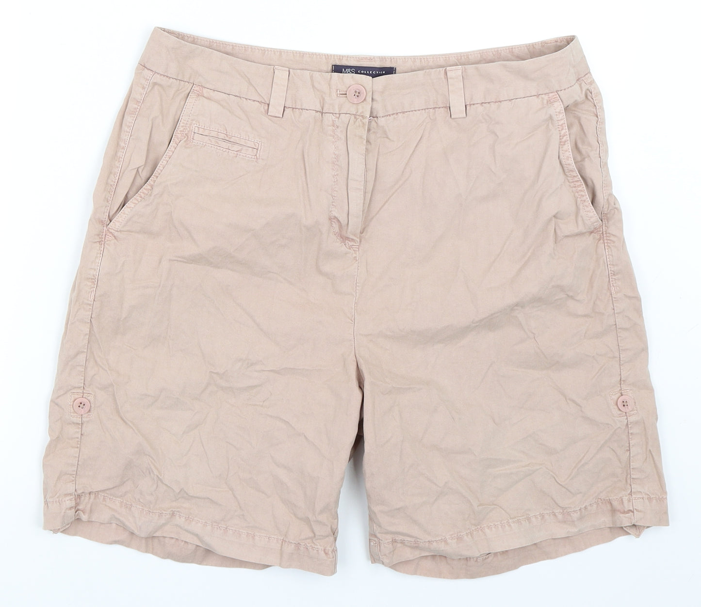 Marks and Spencer Womens Beige   Chino Shorts Size 14