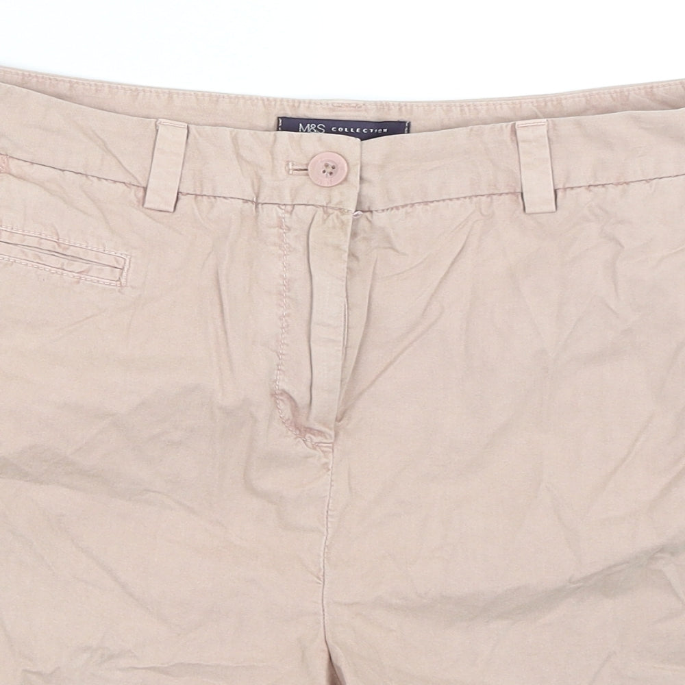 Marks and Spencer Womens Beige   Chino Shorts Size 14