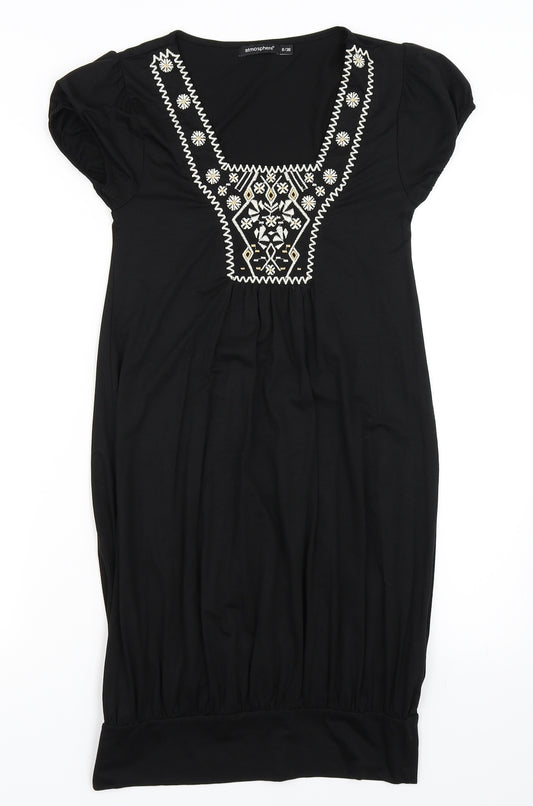 Front view of Atmosphere women’s black shift, size UK 8