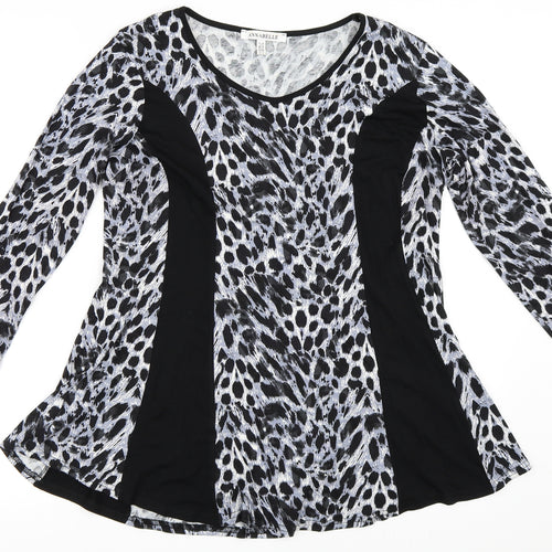 Annabelle Womens Black Animal Print  Basic T-Shirt Size 16