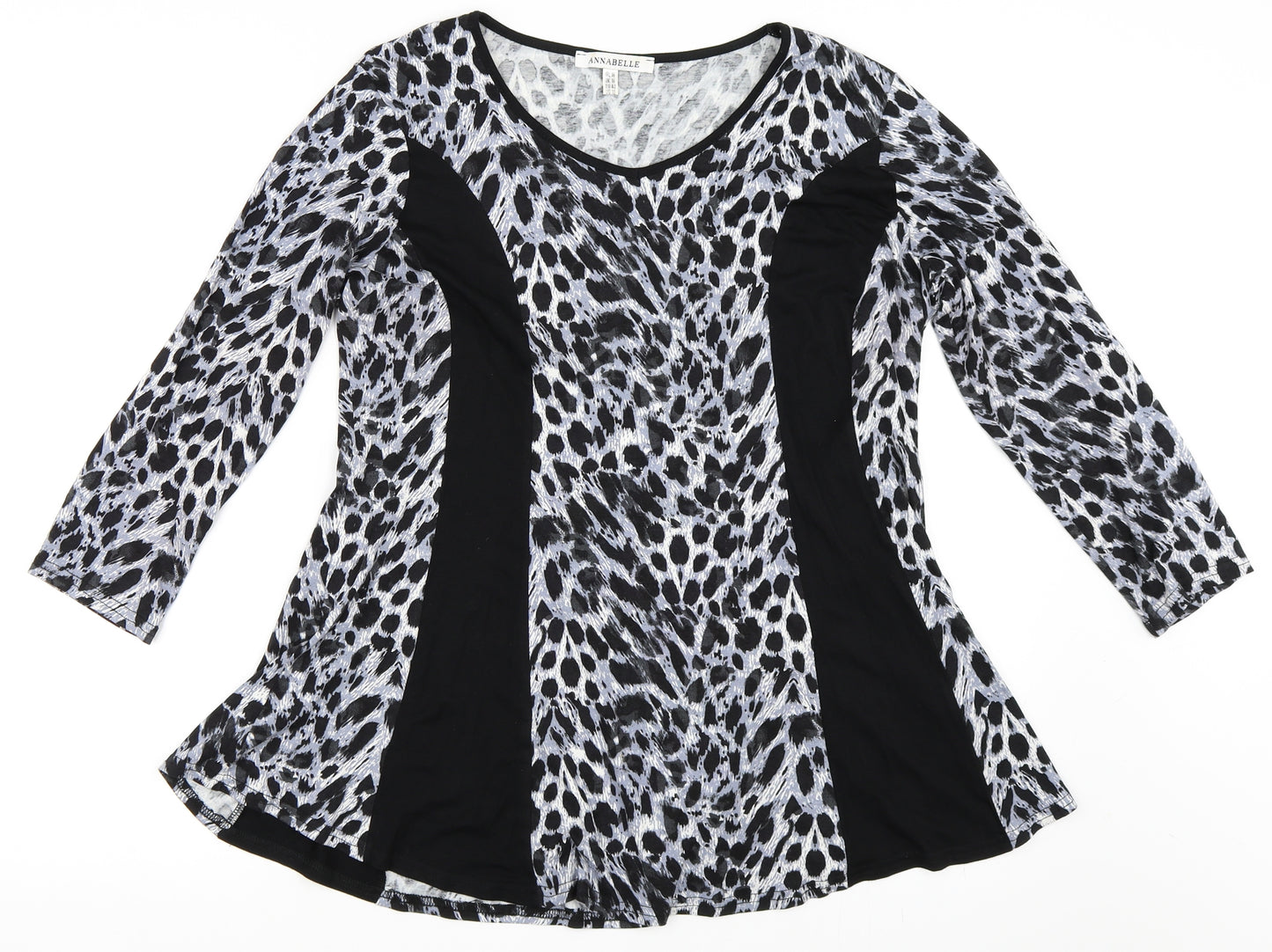 Annabelle Womens Black Animal Print  Basic T-Shirt Size 16