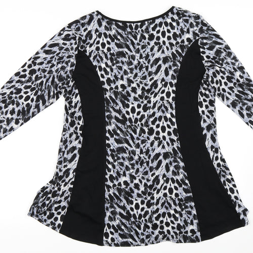 Annabelle Womens Black Animal Print  Basic T-Shirt Size 16