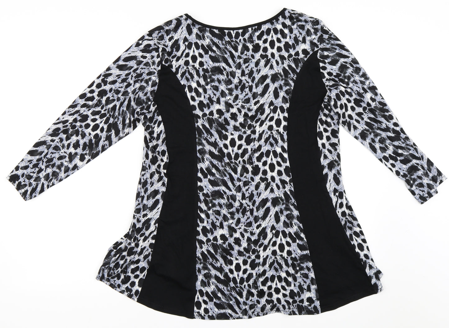 Annabelle Womens Black Animal Print  Basic T-Shirt Size 16