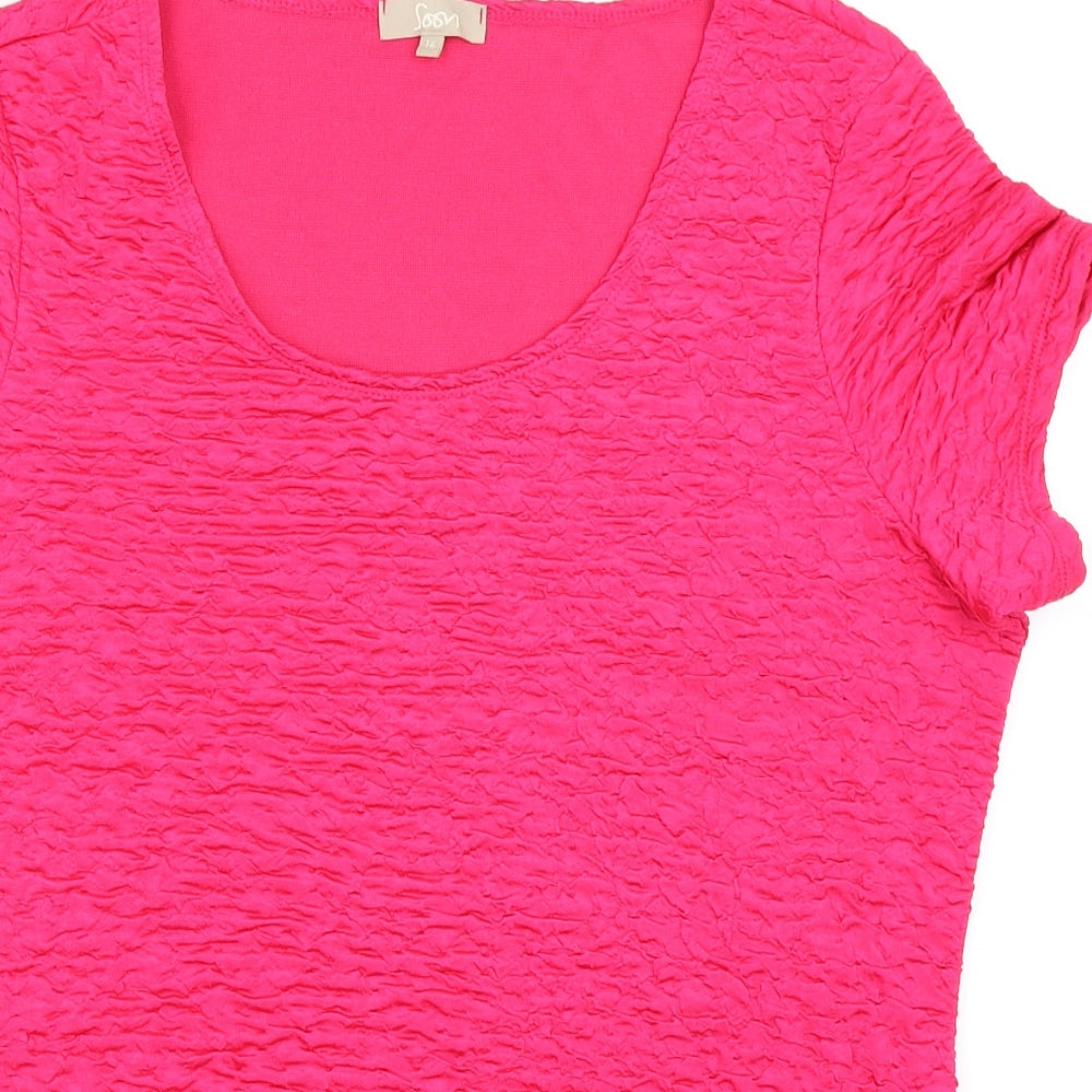 Soon Womens Pink   Basic T-Shirt Size 16