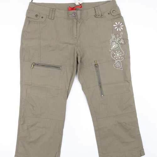 ELLE Womens Green   Cropped Trousers Size 14 L23 in