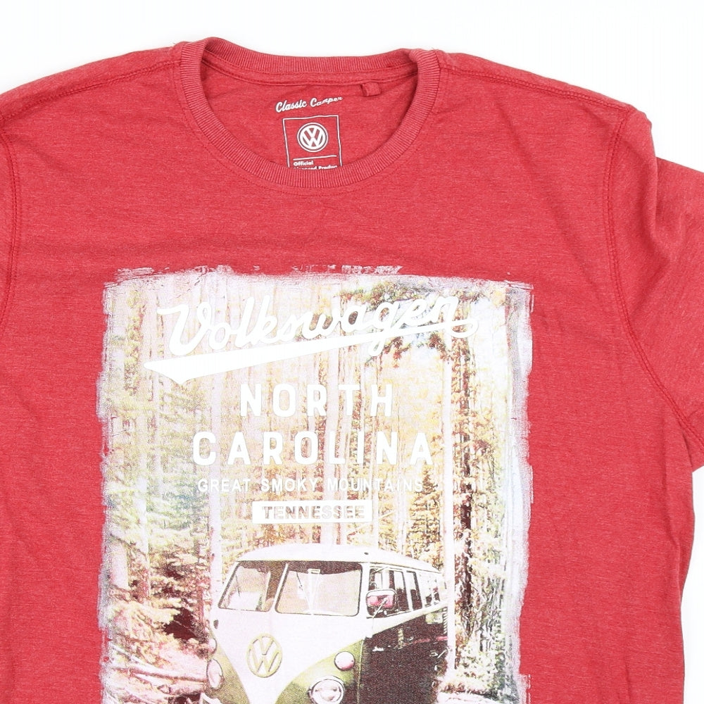 George Mens Red    T-Shirt Size L  - Volkswagen