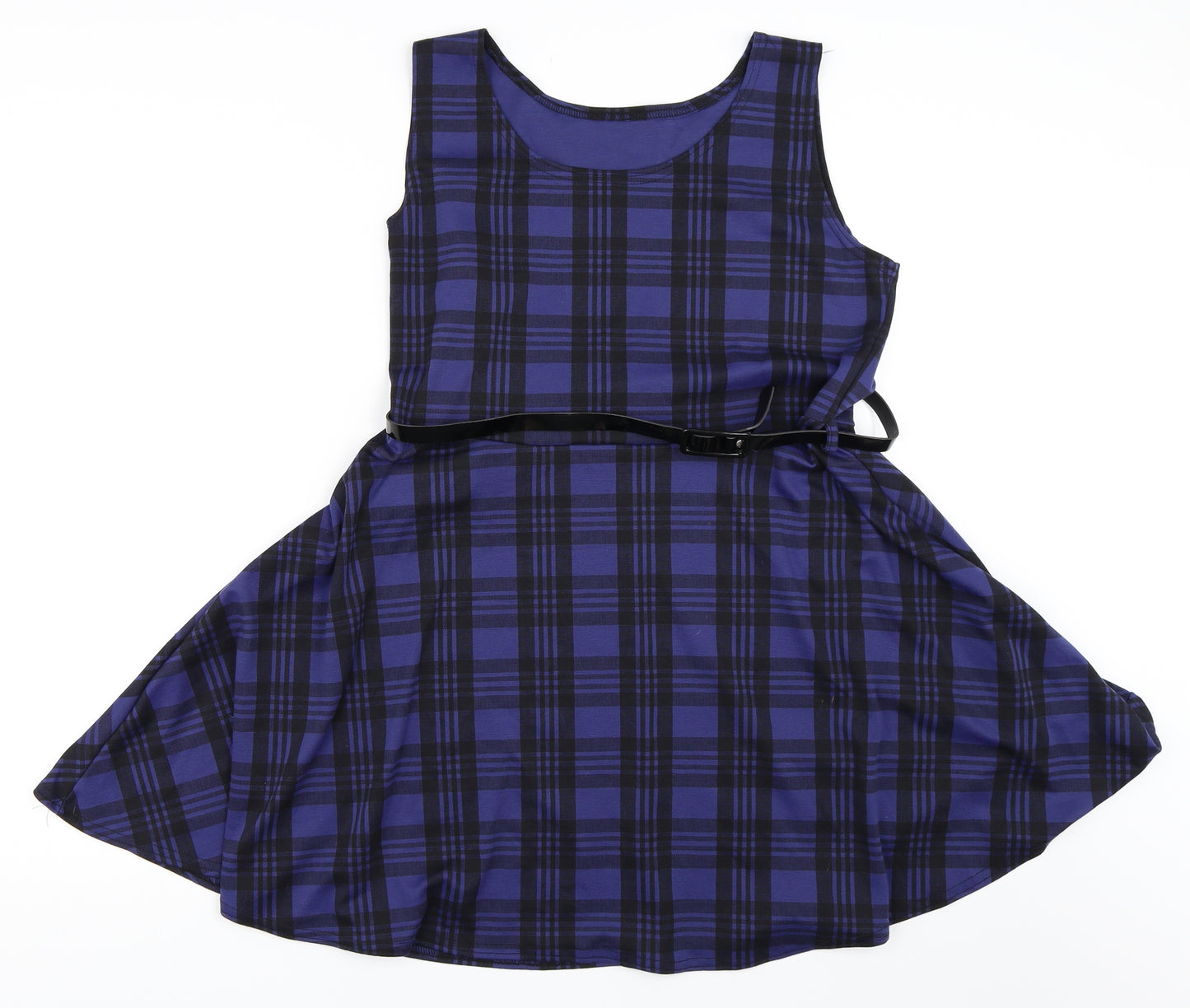 Preworn Womens Purple Check  Skater Dress  Size 16
