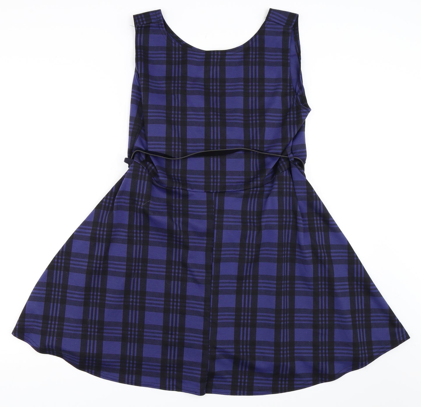 Preworn Womens Purple Check  Skater Dress  Size 16