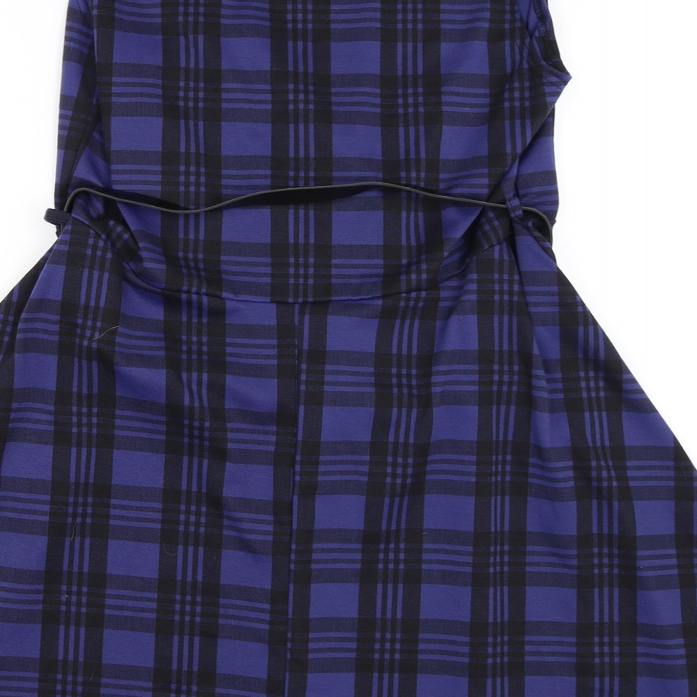 Preworn Womens Purple Check  Skater Dress  Size 16