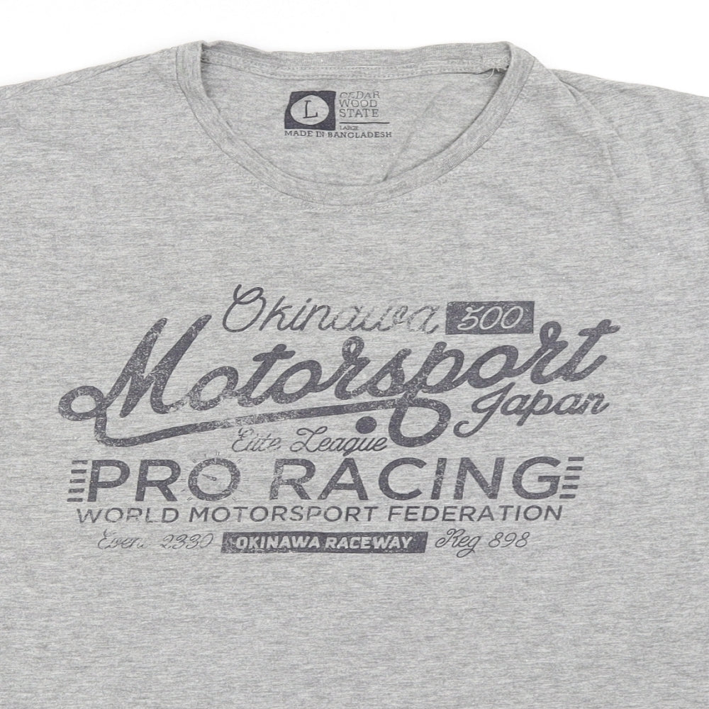 Cedar Wood State Mens Grey    T-Shirt Size L