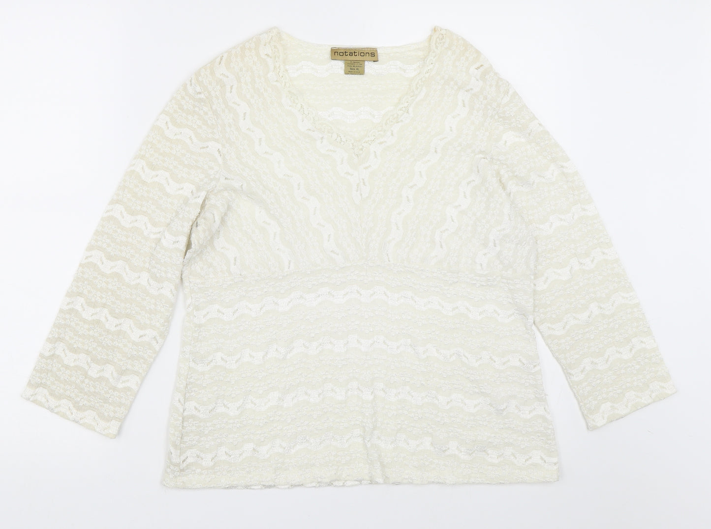 Notations Womens Ivory   Basic Blouse Size XL