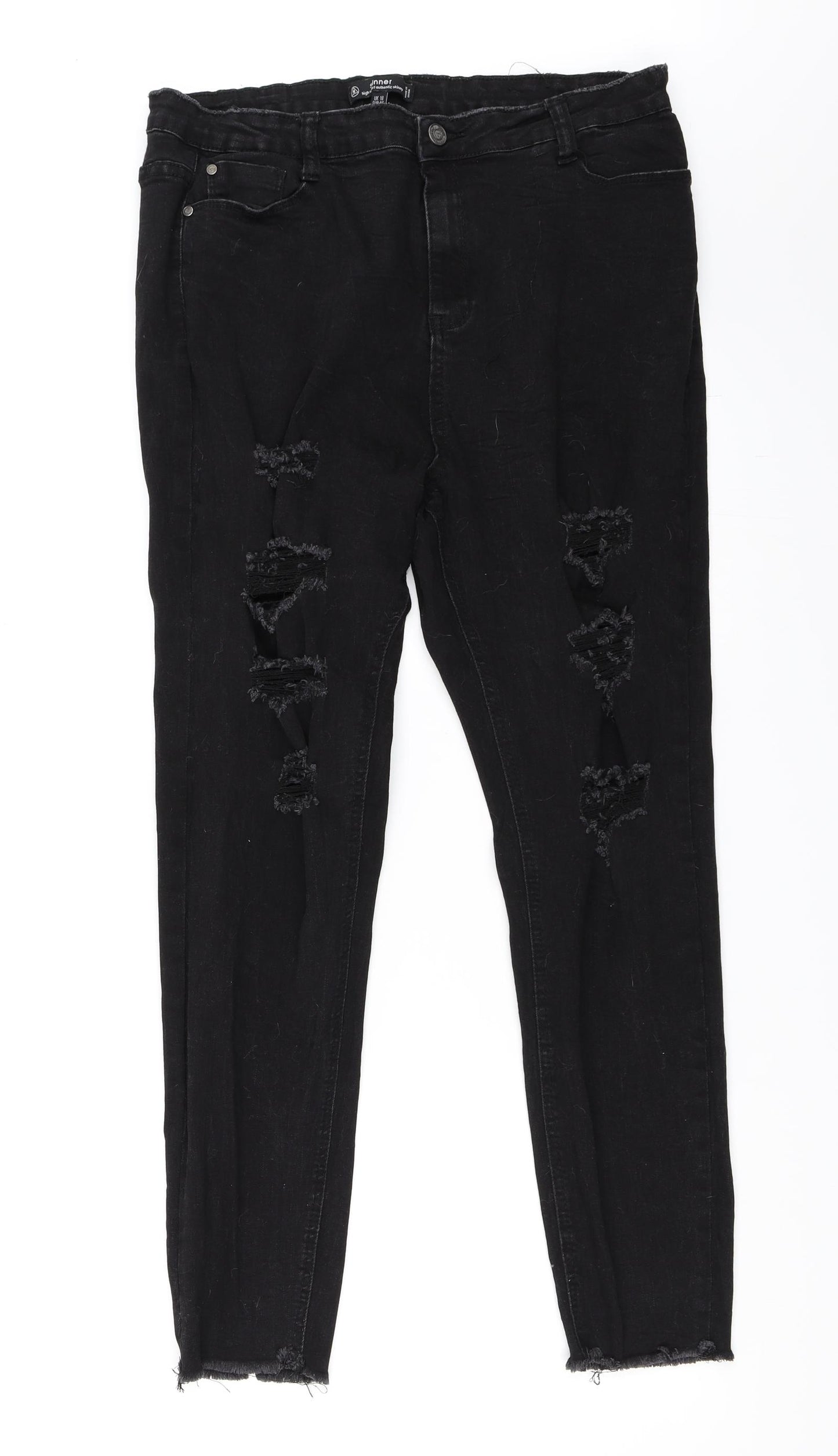 Missguided Womens Black  Denim Skinny Jeans Size 18 L27 in