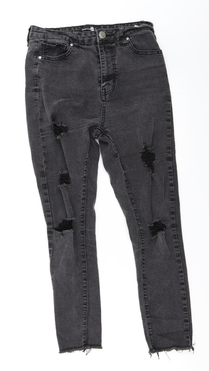 Boohoo Womens Black Denim Skinny Jeans Size 10 L26 in