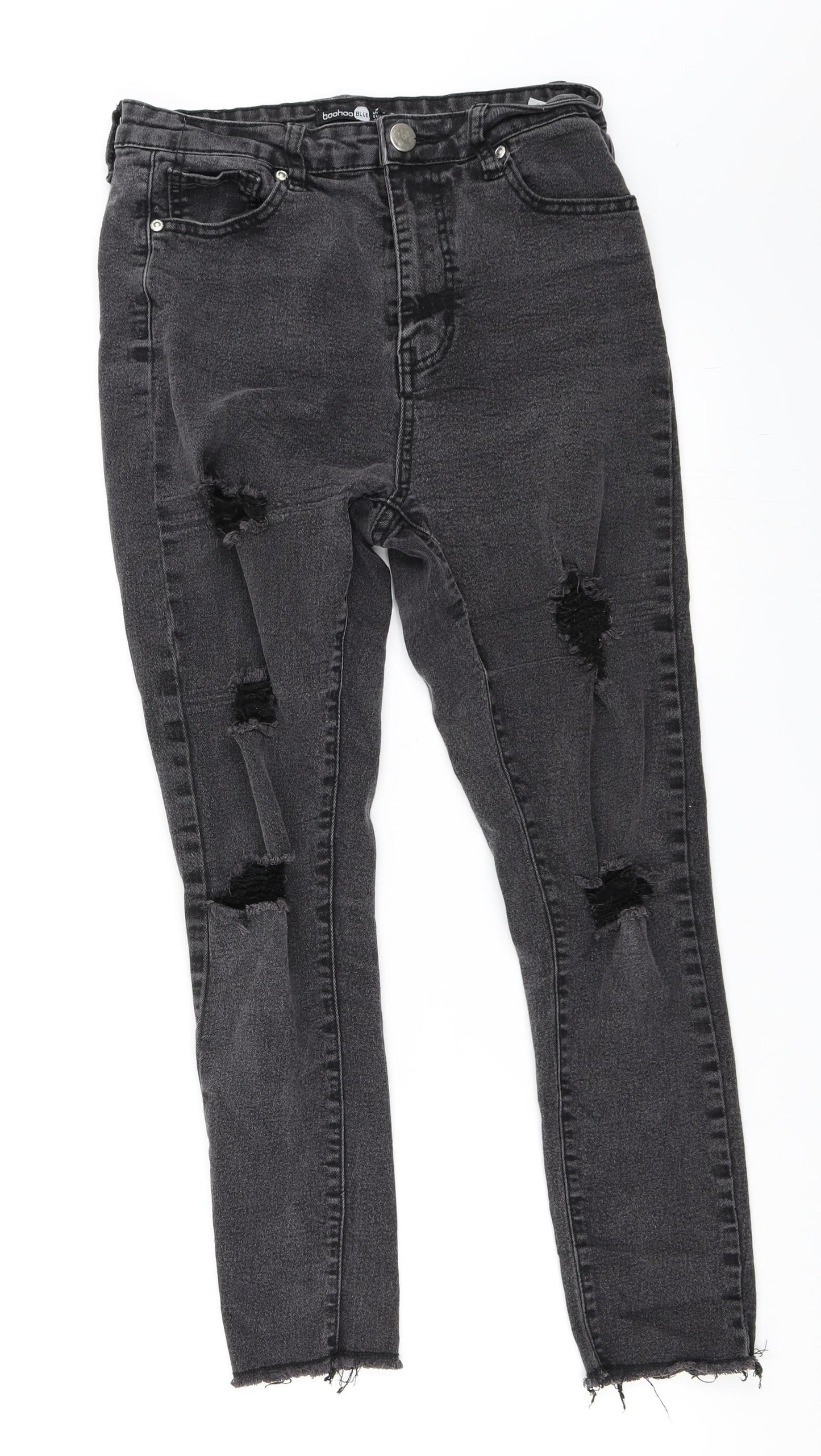 Boohoo Womens Black  Denim Skinny Jeans Size 10 L26 in