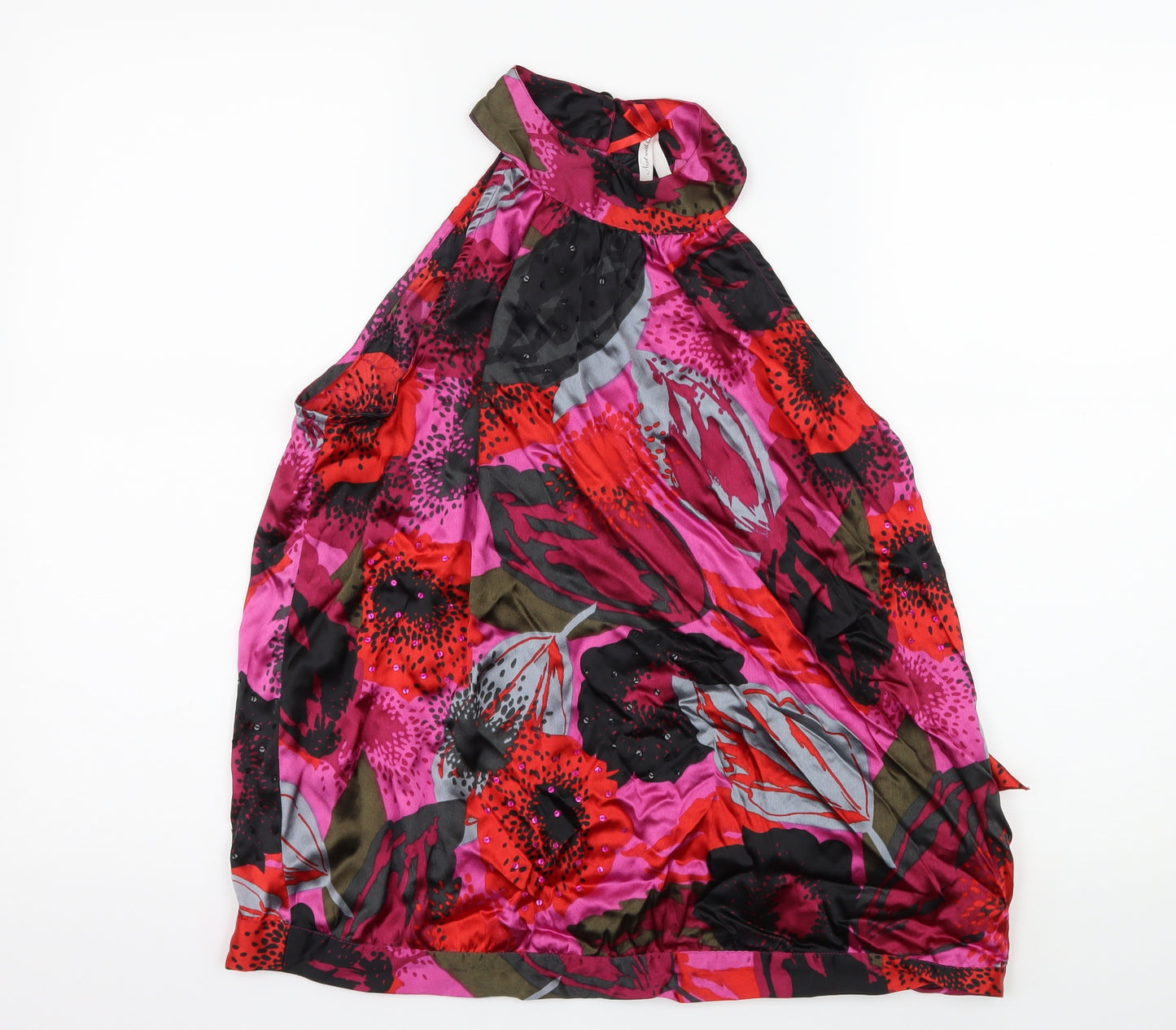 NEXT Womens Pink Geometric Satin Basic Blouse Size 18