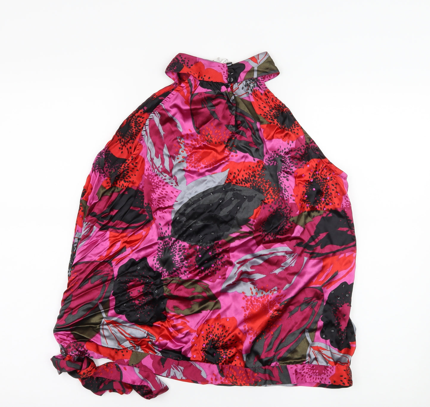 NEXT Womens Pink Geometric Satin Basic Blouse Size 18