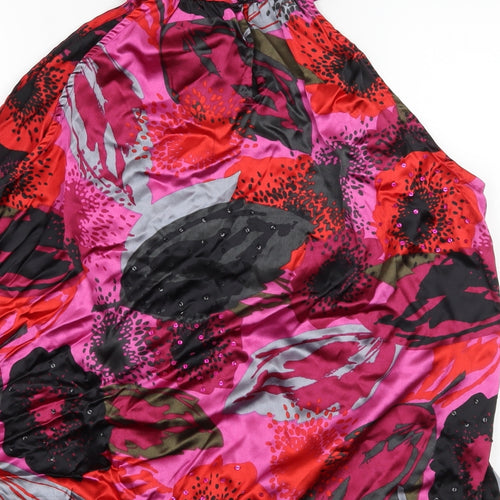 NEXT Womens Pink Geometric Satin Basic Blouse Size 18