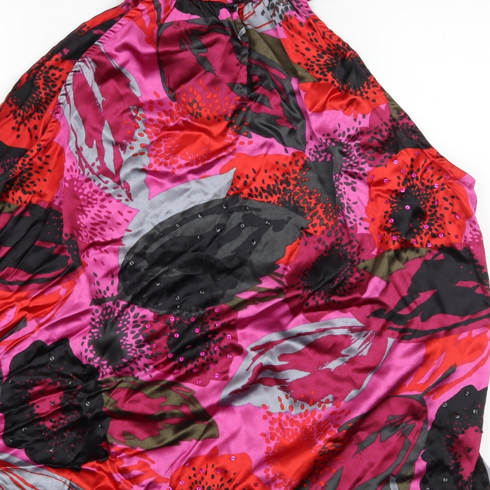 NEXT Womens Pink Geometric Satin Basic Blouse Size 18