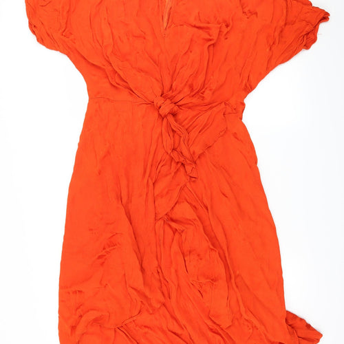 F&F Womens Orange  Satin Wrap Dress  Size 18