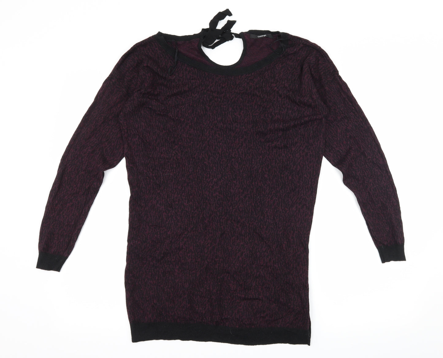 George Womens Purple Animal Print Knit Pullover Jumper Size 8