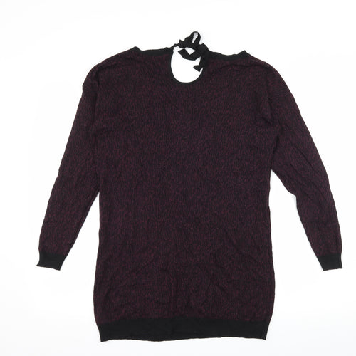 George Womens Purple Animal Print Knit Pullover Jumper Size 8