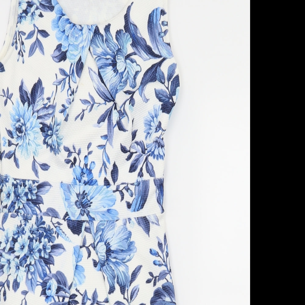 Voulez-Vous Womens White Floral Jersey Sheath  Size 8