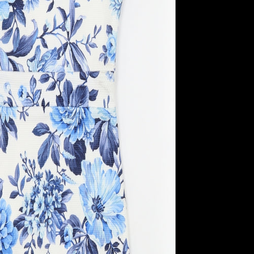 Voulez-Vous Womens White Floral Jersey Sheath  Size 8