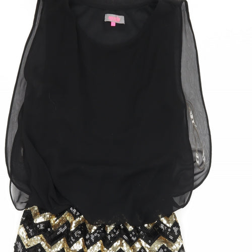 New Look Womens Black Striped Chiffon Mini  Size 10