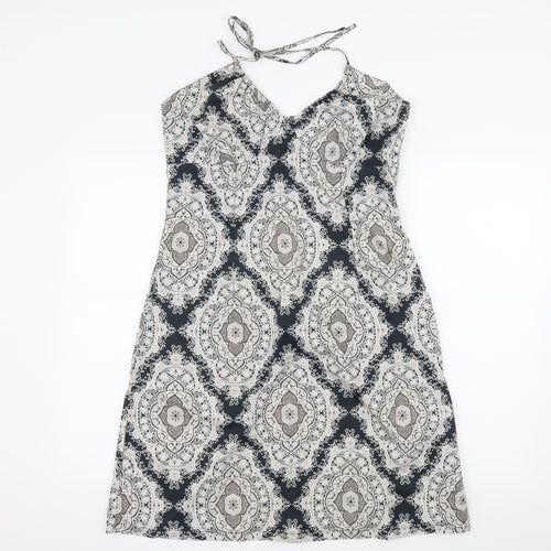 H&M Womens Blue Geometric  Slip Dress  Size 16